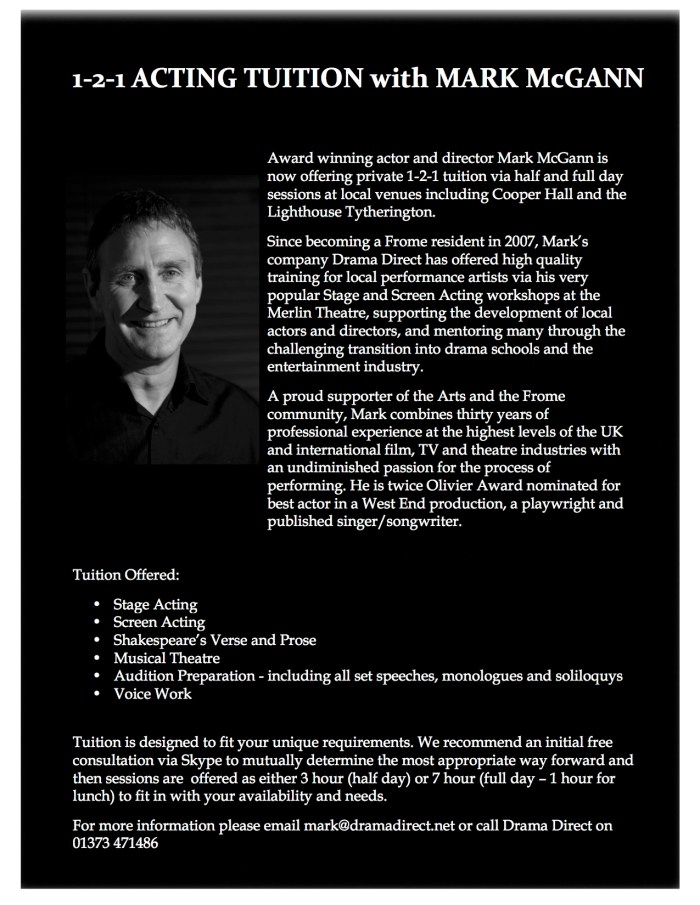 1-2-1 Acting Tuition with Mark McGann