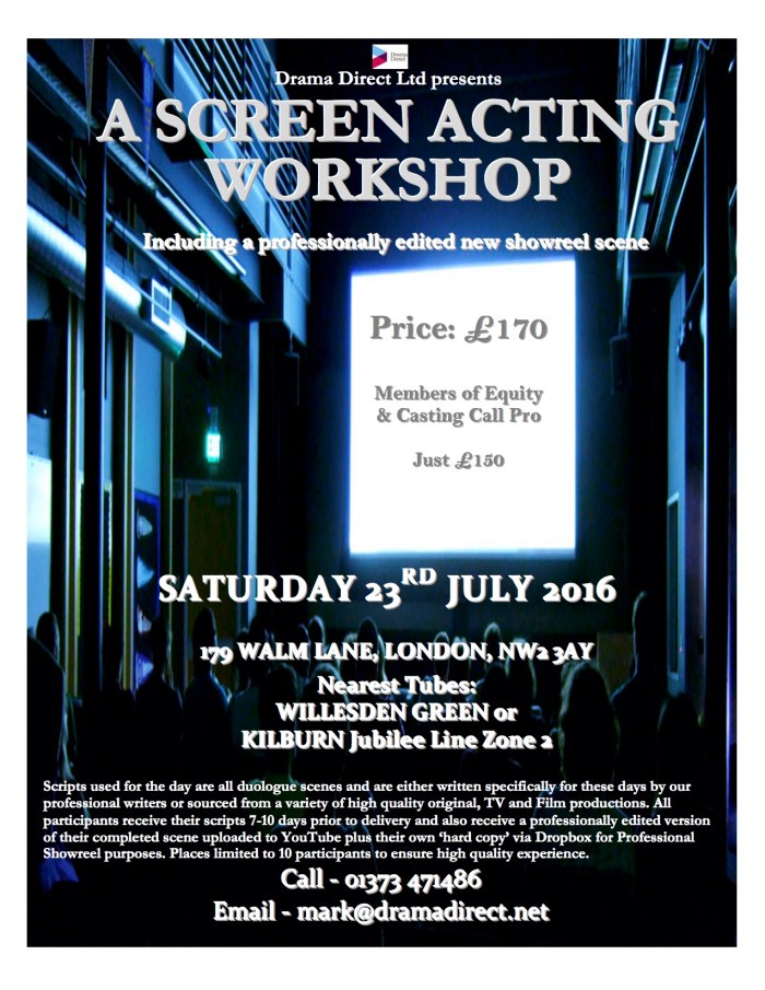 POSTER SCREEN LONDON SAT JULY 23rd 2016